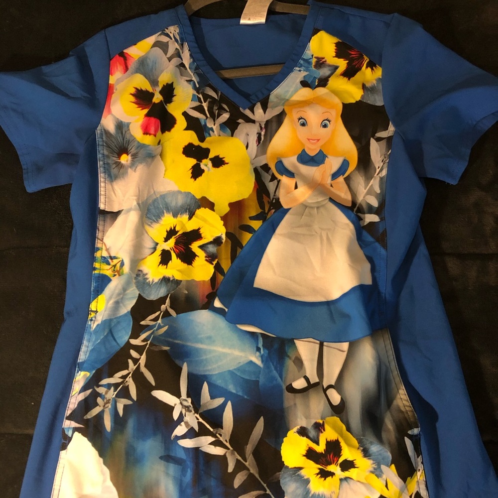 Alice in wonderland scrub top